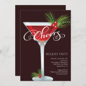 Rétro invitation de cocktail de vacances (Devant / Derrière)