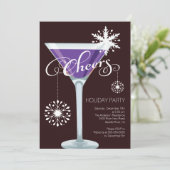 Rétro invitation de cocktail de vacances de flocon (Debout devant)