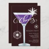 Rétro invitation de cocktail de vacances de flocon (Devant / Derrière)