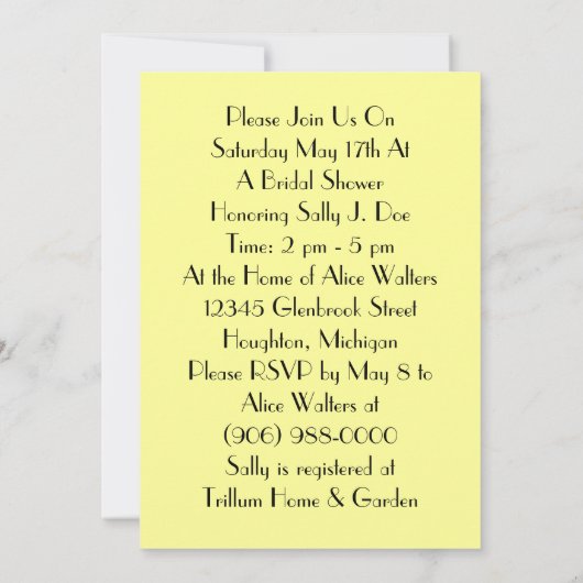 Rétro invitation de faire-part de partie de douche (Dos)