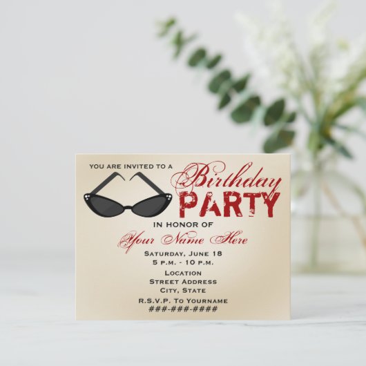 Rétro invitation de fête d'anniversaire de (Debout devant)