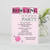 Rétro invitation de fête d'anniversaire de bowling (Debout devant)