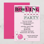 Rétro invitation de fête d'anniversaire de bowling (Devant / Derrière)