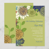 Rétro invitation de fête d'anniversaire de fleurs (Devant / Derrière)