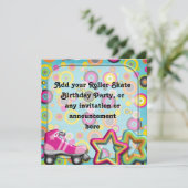 Rétro invitation de fête d'anniversaire de patin (Debout devant)