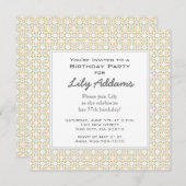 Rétro invitation de fête d'anniversaire - or (Devant / Derrière)