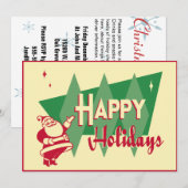 Rétro invitation de fête de Noël de Père Noël (Devant / Derrière)