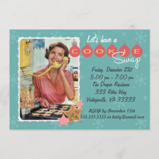 Rétro invitation de fête de vacances d'échange de