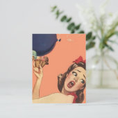 Rétro invitation de fête tout blanc d'occasion (Debout devant)