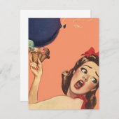 Rétro invitation de fête tout blanc d'occasion (Devant / Derrière)