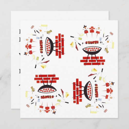 Rétro invitation de Googie de style de la moitié (Devant / Derrière)