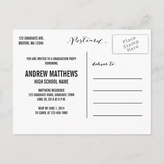Retro | Invitation de la fête de graduation (Dos)