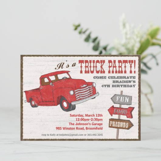 Rétro invitation de partie de camion (Debout devant)