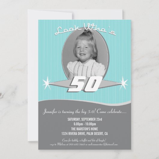 Rétro invitation de photo de fête d'anniversaire (Devant)