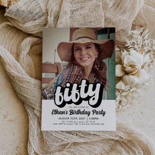 Retro Invitation du 50e anniversaire   Cinquante A