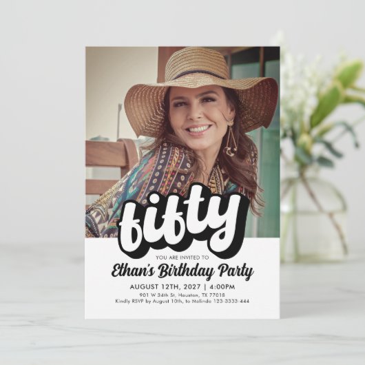 Retro Invitation du 50e anniversaire | Cinquante A (Debout devant)