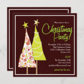 Rétro invitation géniale de fête de Noël d'arbre (Devant / Derrière)