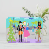 Rétro invitation hawaïenne de fête de Noël (Debout devant)