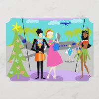 Rétro invitation hawaïenne de fête de Noël