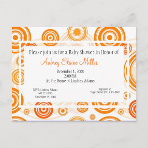 Rétro invitation orange de baby shower de cibles