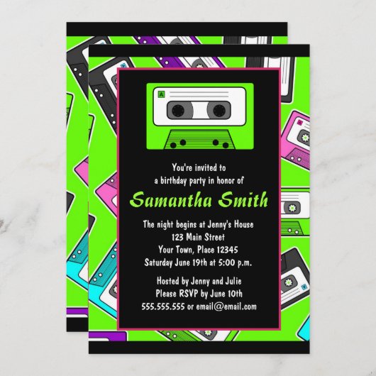 Rétro invitation orientée de fête d'anniversaire (Devant / Derrière)