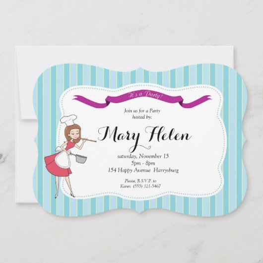 Rétro invitation personnalisée de dîner de cuisine (Devant)