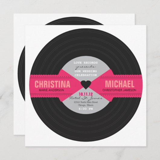 Rétro invitation record (Devant / Derrière)