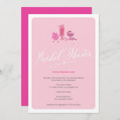 Rétro invitation rose mignonne de Fête de la (Devant / Derrière)