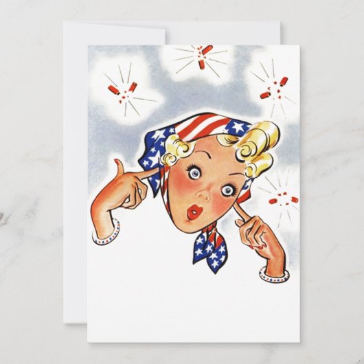 Rétro invitation vide de surprise d'été de pétard (Devant)