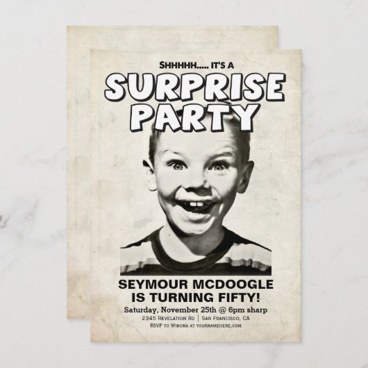 Rétro invitation vintage de fête (Devant / Derrière)