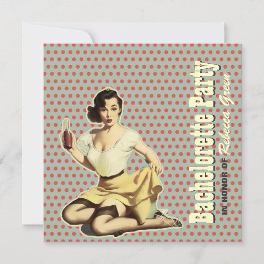 rétro invitation vintage de partie de bachelorette (Devant)