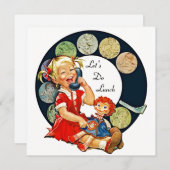 Rétro Invitations Déjeuners Amis De Longue Date (Devant / Derrière)