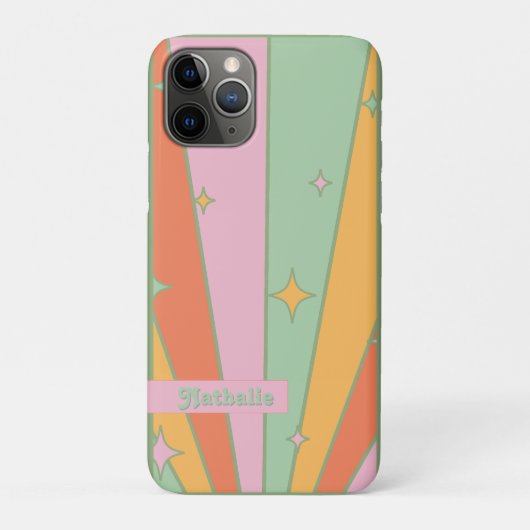 Retro iPhone Case - Gepersonaliseerde Groene Naam  (Achterkant)