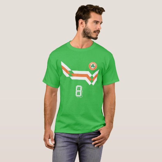 Retro Ireland Soccer Jersey Eire Crest Irish Clove T-shirt (Voorkant volledig)