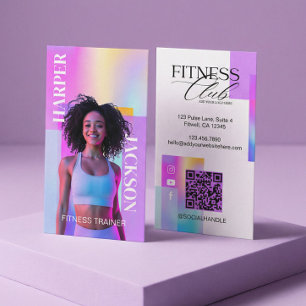 Retro Iridescente Holografische Fitness Trainer Fo Visitekaartje