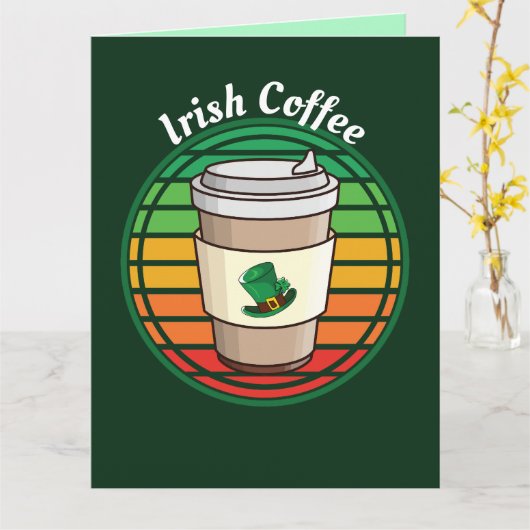 Retro  Irish Coffee Hot Drink om te gaan Kaart (Gele Bloem)