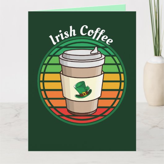Retro  Irish Coffee Hot Drink om te gaan Kaart (Voorkant)