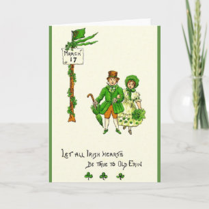 Retro Irish Hearts Be True St. Patrick's Day Kaart