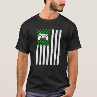 Retro  Irish USA Flag Sport Video Game St. T-shirt