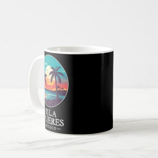 Retro Isla Mujeres Mexico Beach Sunset Souvenir Me Koffiemok (Voorkant links)