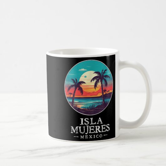 Retro Isla Mujeres Mexico Beach Sunset Souvenir Me Koffiemok (Rechts)