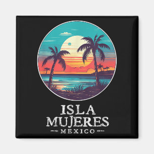 Retro Isla Mujeres Mexico Strand Zonsondergang Sou Magneet