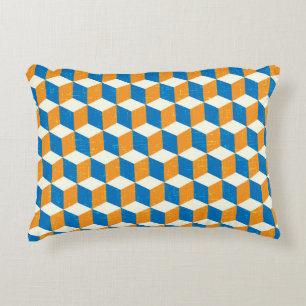 Retro isometrische kubussen, geometrische illusie accent kussen
