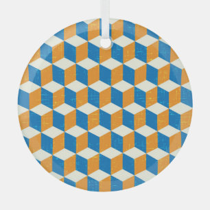 Retro isometrische kubussen, geometrische illusie glas ornament