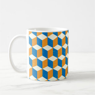 Retro isometrische kubussen, geometrische illusie koffiemok
