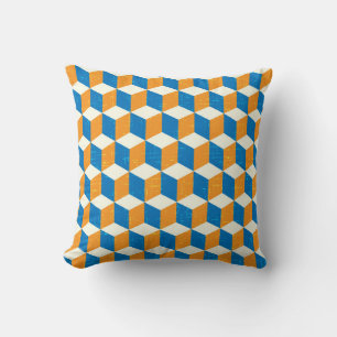 Retro isometrische kubussen, geometrische illusie kussen