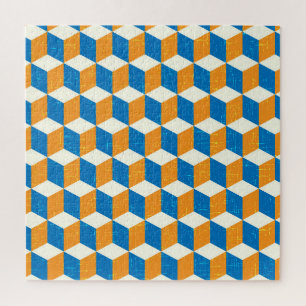 Retro isometrische kubussen, geometrische illusie legpuzzel