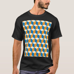 Retro isometrische kubussen, geometrische illusie t-shirt