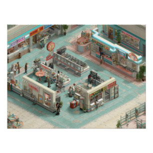 Retro Isometrische Winkel in Pixel Art Perfect Poster