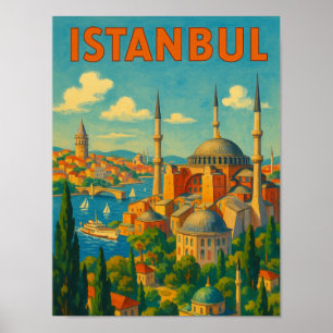 Retro Istanboel Turkije Hagia Sophia Poster
